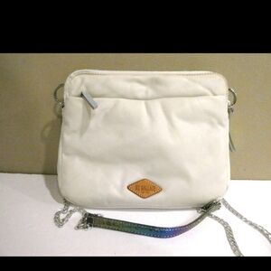 MZ Wallace White Crossbody Bag with Iridescent Accent